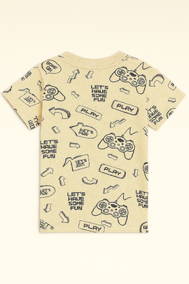 Beige Game Aop Short Sleeve T Shirt Beige - 0