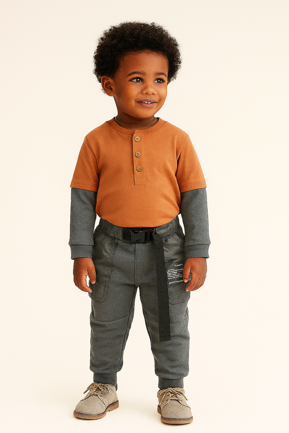 Solid Grey Nylon Pocket Track Pant Mid Grey