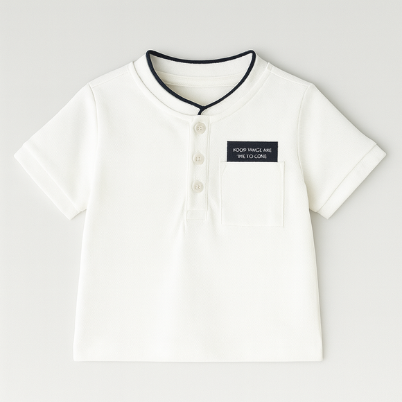White Mandarin Pique Polo