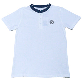 White Mandarin Collar Polo