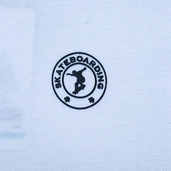 White Mandarin Collar Polo