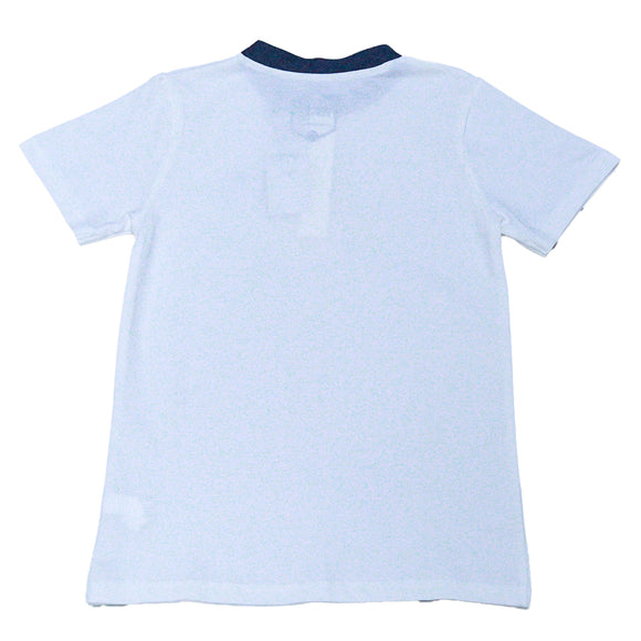 White Mandarin Collar Polo