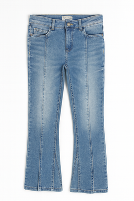 Lt Wash Skinny Flared Jeans With Front Slit - 0