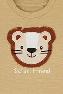Beige Tiger Applique Tshirt-2