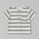 White Grey And Black Striped Henley Pique Tshirt-2