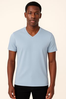 Basic Solid V Neck Tee Assorted Small
