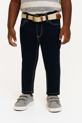 Dark Wash Belted 5 Pocket Jeans Darkwash