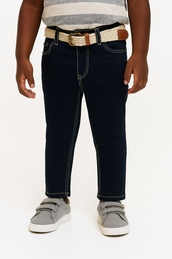 Dark Wash Belted 5 Pocket Jeans Darkwash