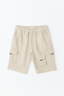 Light Beige 3 Pocket Cargo Shorts-2