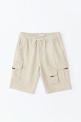 Light Beige 3 Pocket Cargo Shorts - 0