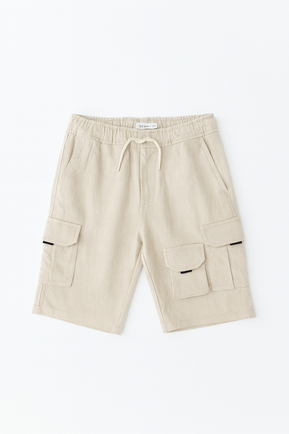 Light Beige 3 Pocket Cargo Shorts