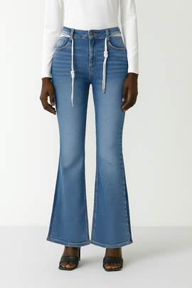 LIGHT BLUE CROPPED FLARED JEANS BLUE