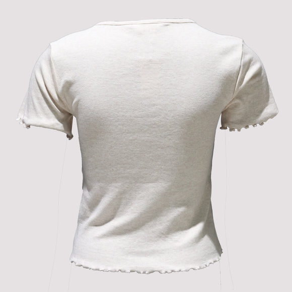 Beige Rib T-Shirt
