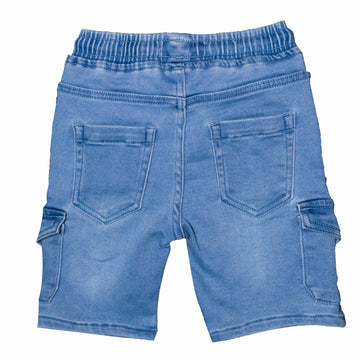 Blue Denim Cargo Shorts - 0