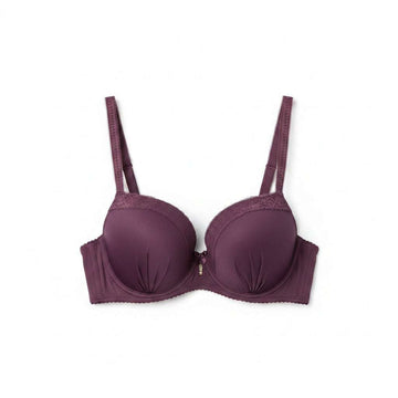3 Pack Printed   Solid Balconette Bra With Lace And Ruching On Cup Assorted Nawao.com