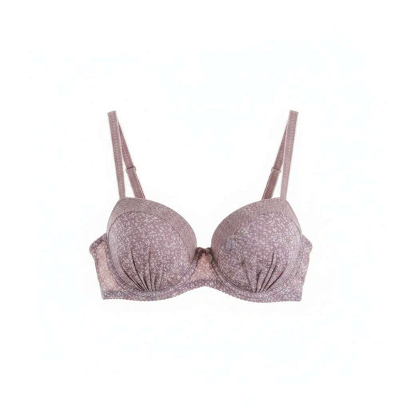 3 Pack Printed   Solid Balconette Bra With Lace And Ruching On Cup Assorted Nawao.com