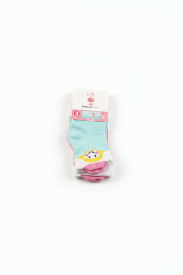 3 Pc Pk   Infant Girls Ankle Length Socks Jacquard Knit Assorted 3 12 Months Nawao.com