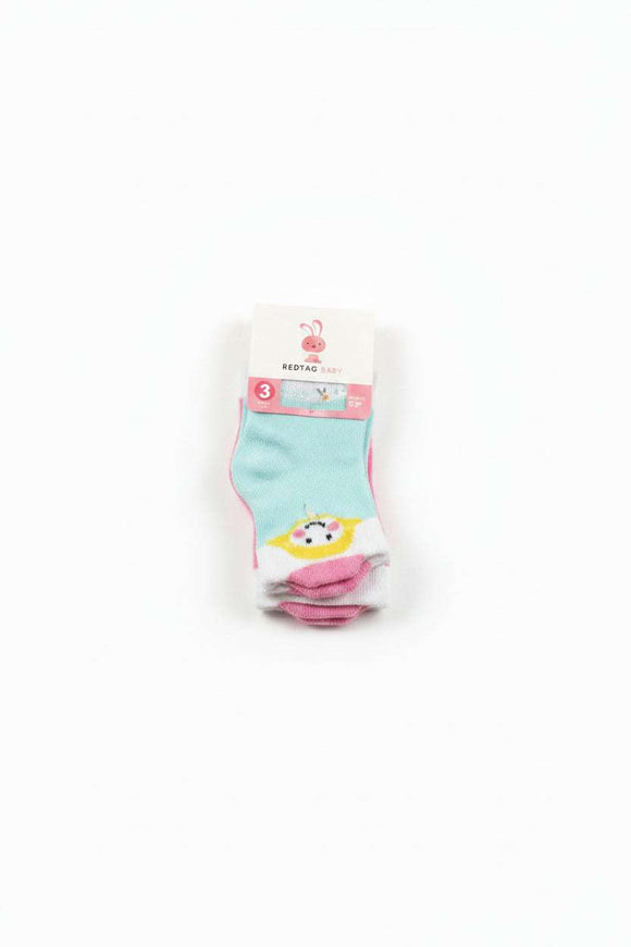 3 Pc Pk   Infant Girls Ankle Length Socks Jacquard Knit Assorted 3 12 Months Nawao.com