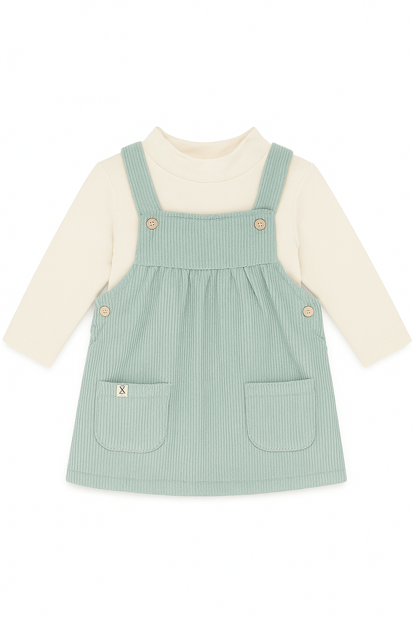 Blue Dungaree Dress With T Shirt Blue