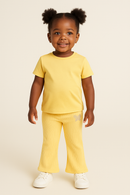 Mustard Rhinestone Embellished Rib Leggings Yellow-1