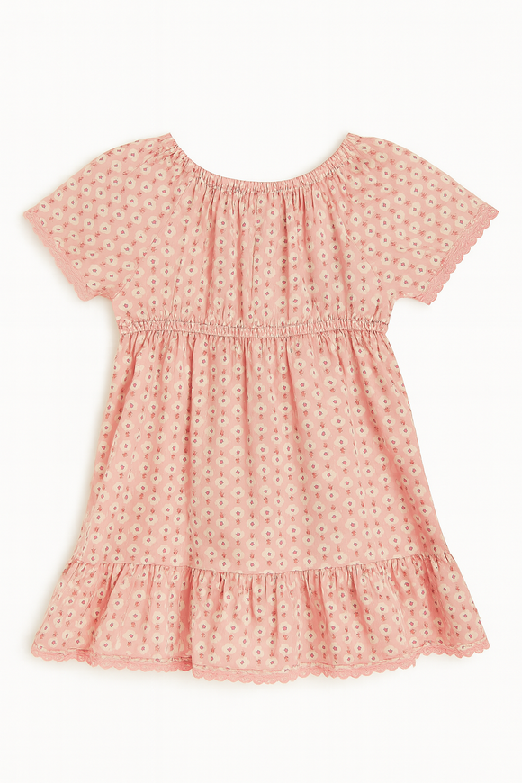 Pink Allover Print Satin Blouse Pale Pink