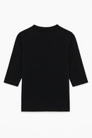 Black Rib Crew Neck T Shirt-3