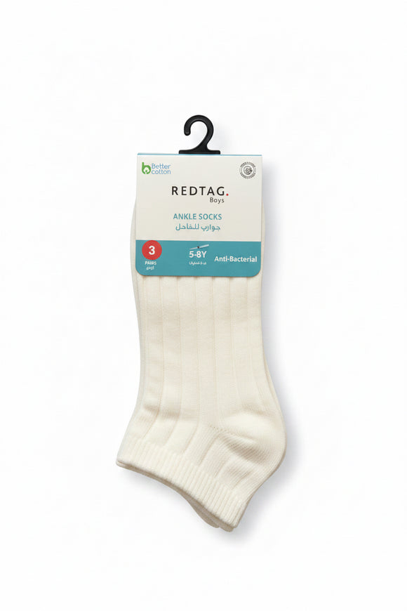 Assorted Pack Of 3 Ankle Length Ribbed Sockid Grey