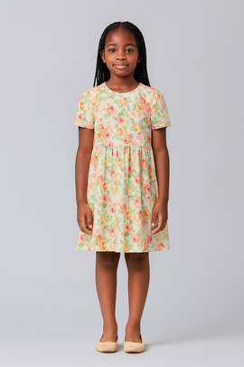 White Floral Scuba Dress Assorted