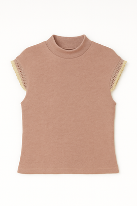 Lurex Lace Trim Top Pale Pink - 0