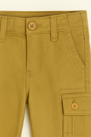 Yellow Cotton Spandex Twill Shorts W Cargo-3