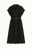 Black Belted Shirt Dress-2