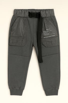 Solid Grey Nylon Pocket Track Pant Mid Grey - 0