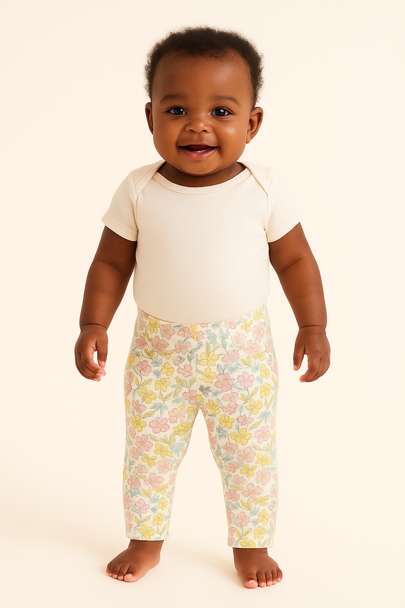 Ivory Floral All Over Print Leggings Ivory