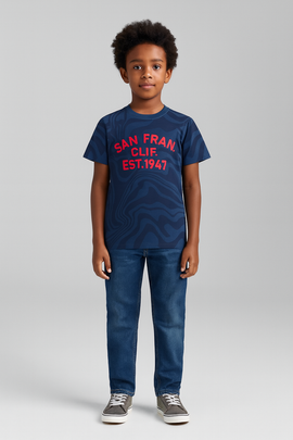 Blue Country Name Allover Print Tee Blue