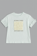 Mint Frill Sleeve3D Embellishment T Shirt-2