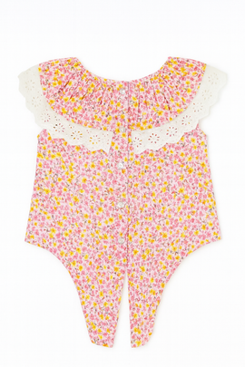 Short Slv Aop Lace Collar With Knot - 0