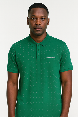 Sage Green Aop Polo Shirt With Chest Logo Green