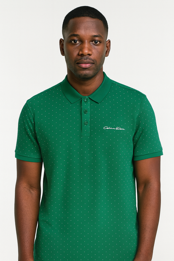 Sage Green Aop Polo Shirt With Chest Logo Green