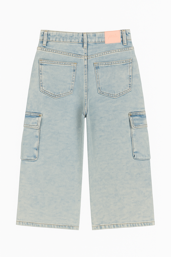 Lt Wash Colored Cargo Pants Light Wash