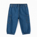 Light Wash Cargo Pull On Jeans-3