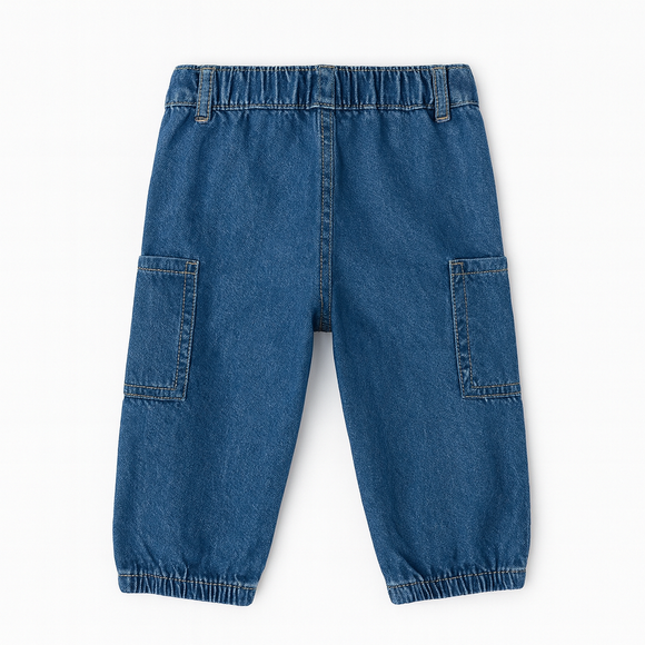 Light Wash Cargo Pull On Jeans