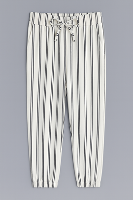White Navy Stripes Knitted Pants Assorted - 0