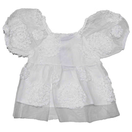 3D Floral With Lining White Blouse Nawao.com