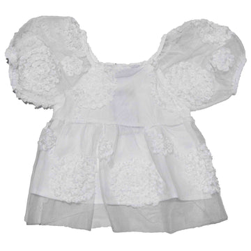 3D Floral With Lining White Blouse Nawao.com