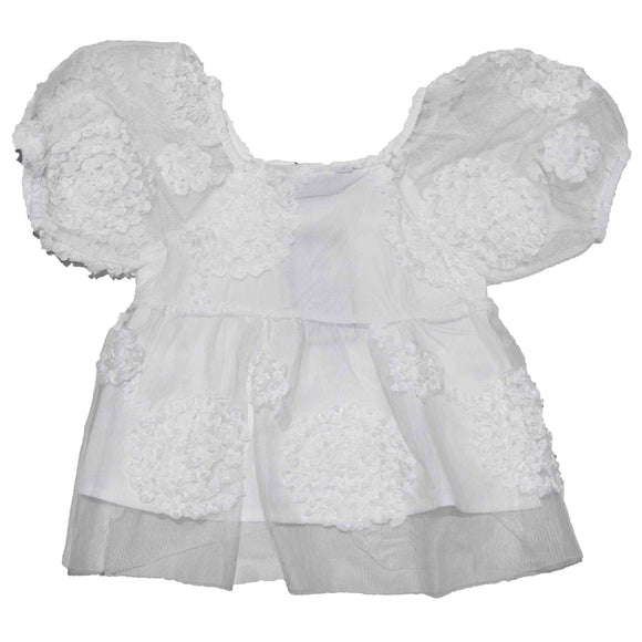 3D Floral With Lining White Blouse Nawao.com