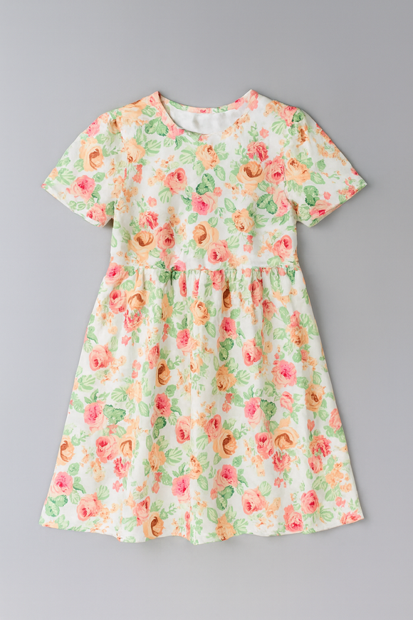 White Floral Scuba Dress Assorted