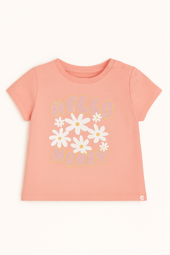 Coral Placement Print Short Sleeves Tee Orange