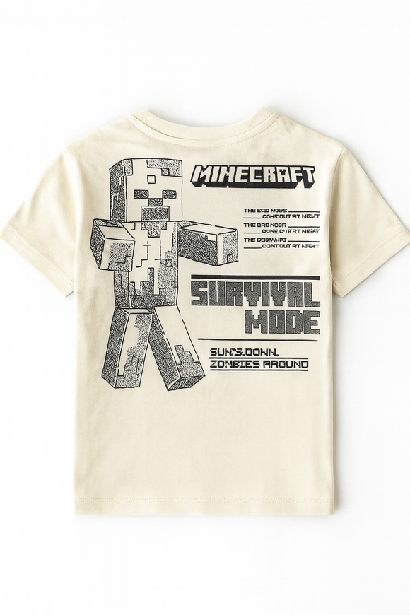 Boys Junior Minecraft Beige T Shirt