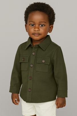 Boys Junior Olive Coordinate Shirt Green