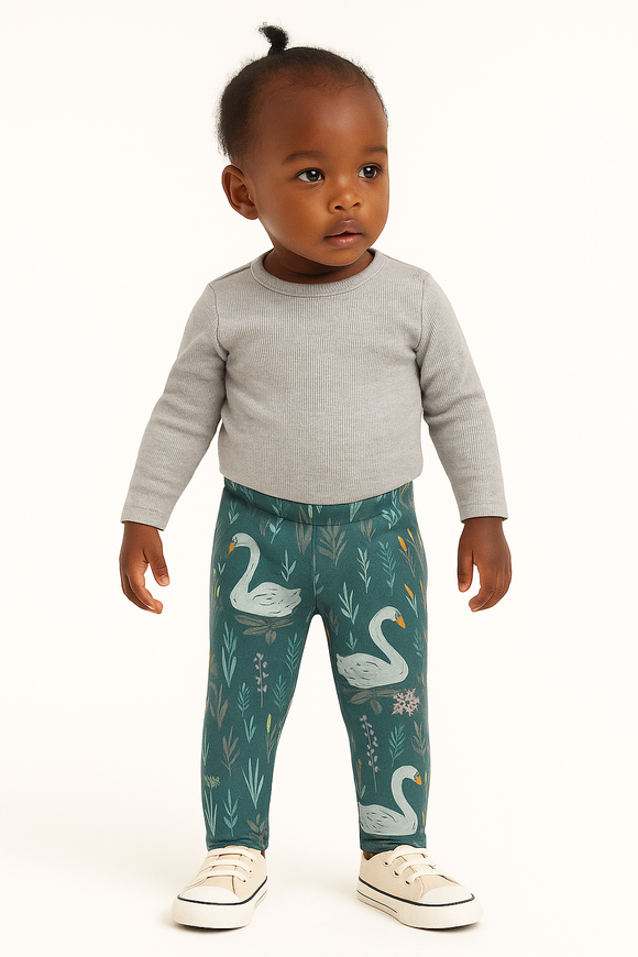 Olive All Over Print Leggings Green